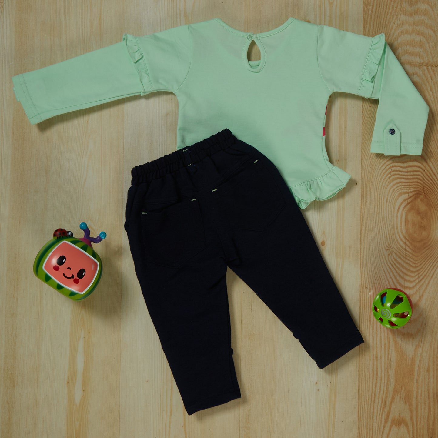 Green Cute Starfish Dress and Star leggings set for girls