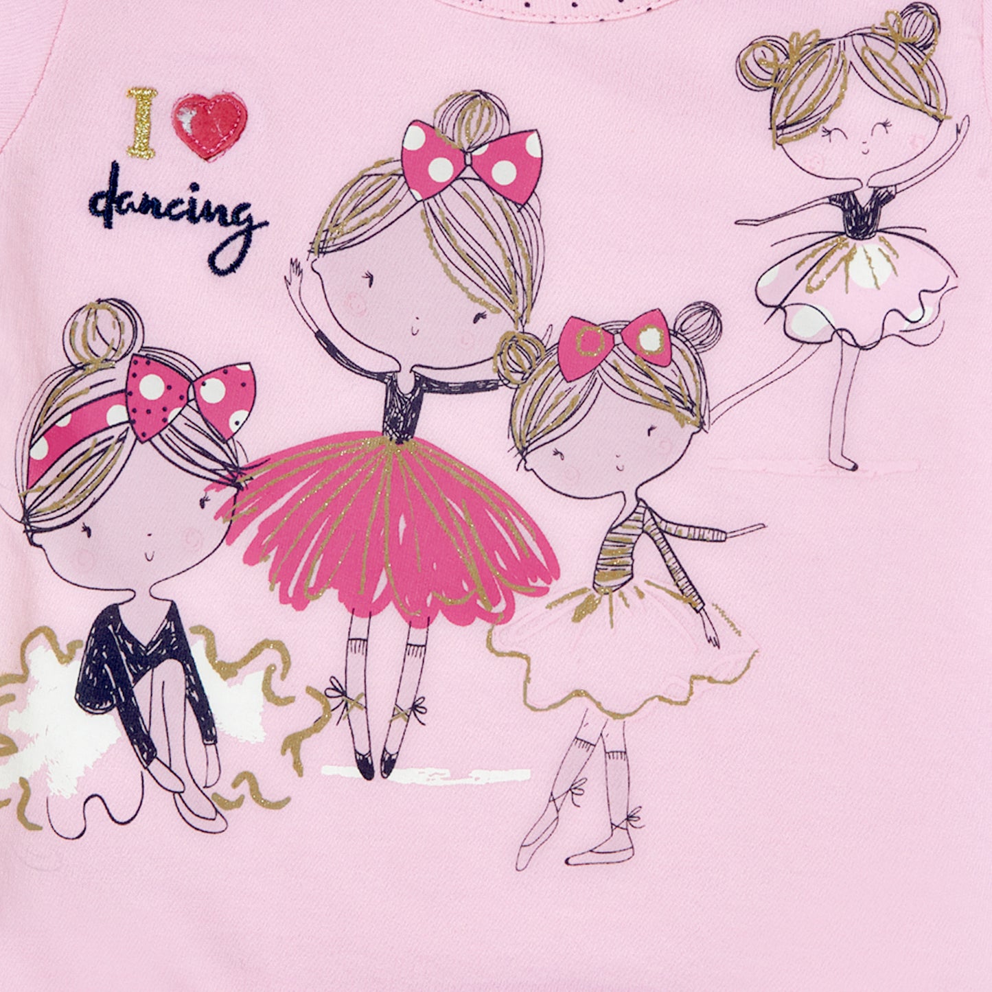 Pink Full Sleeve I love Dancing Tshirt and Printed Leggings Set for girls