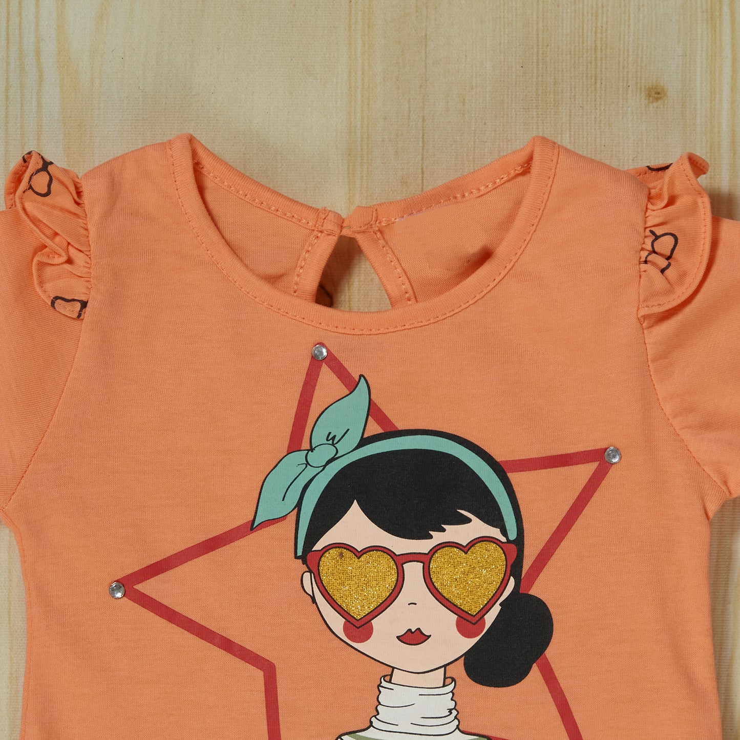 Peach Full Sleeve Fashion Blogger Tshirt and Printed leggings set for girls